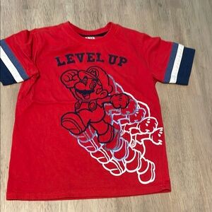 Nintendo Mario Red and Blue Graphic Tee Short Sleeve